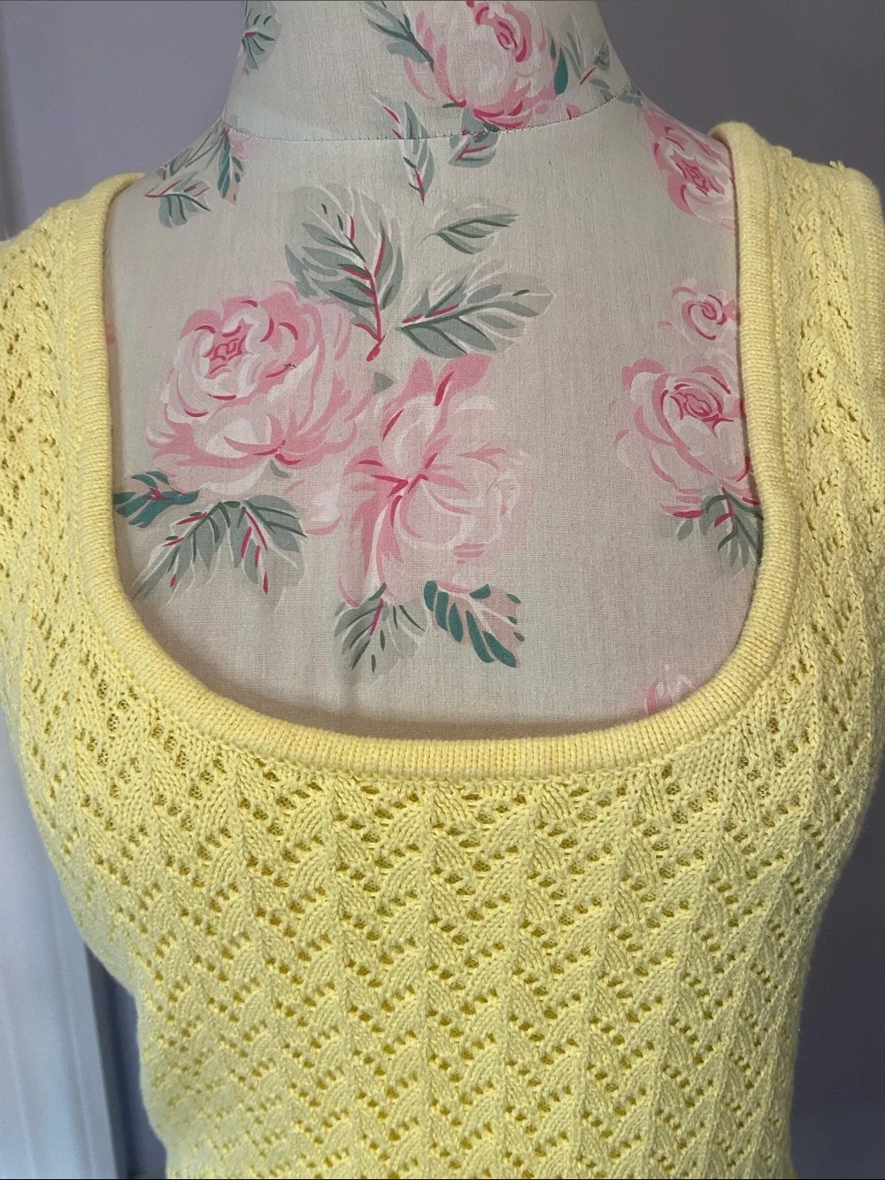 Z Supply Pale Yellow Open-Knit Cropped Cardigan and shell set